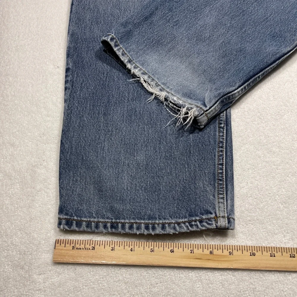 Levi 550 Jeans Men's W40 L30 Relaxed Straight Blue Comfort Work Distressed Hems